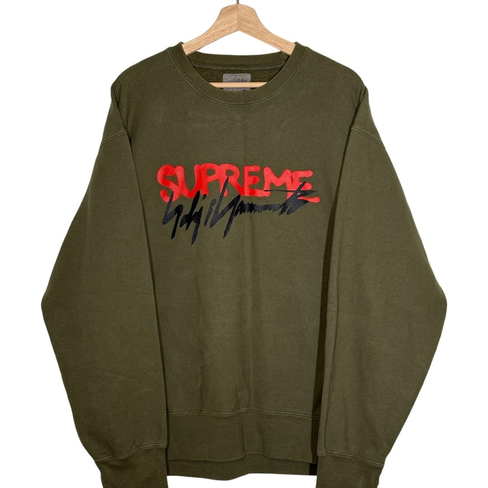 Supreme/Yohji Yamamoto Olive Green Logo Crewneck Sweatshirt